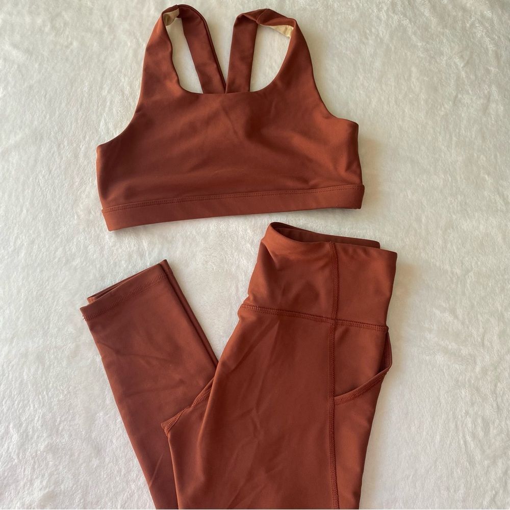 Old Navy PowerSoft Leggings and Sports Bra Set Rust 10/12 activewear‎ workout